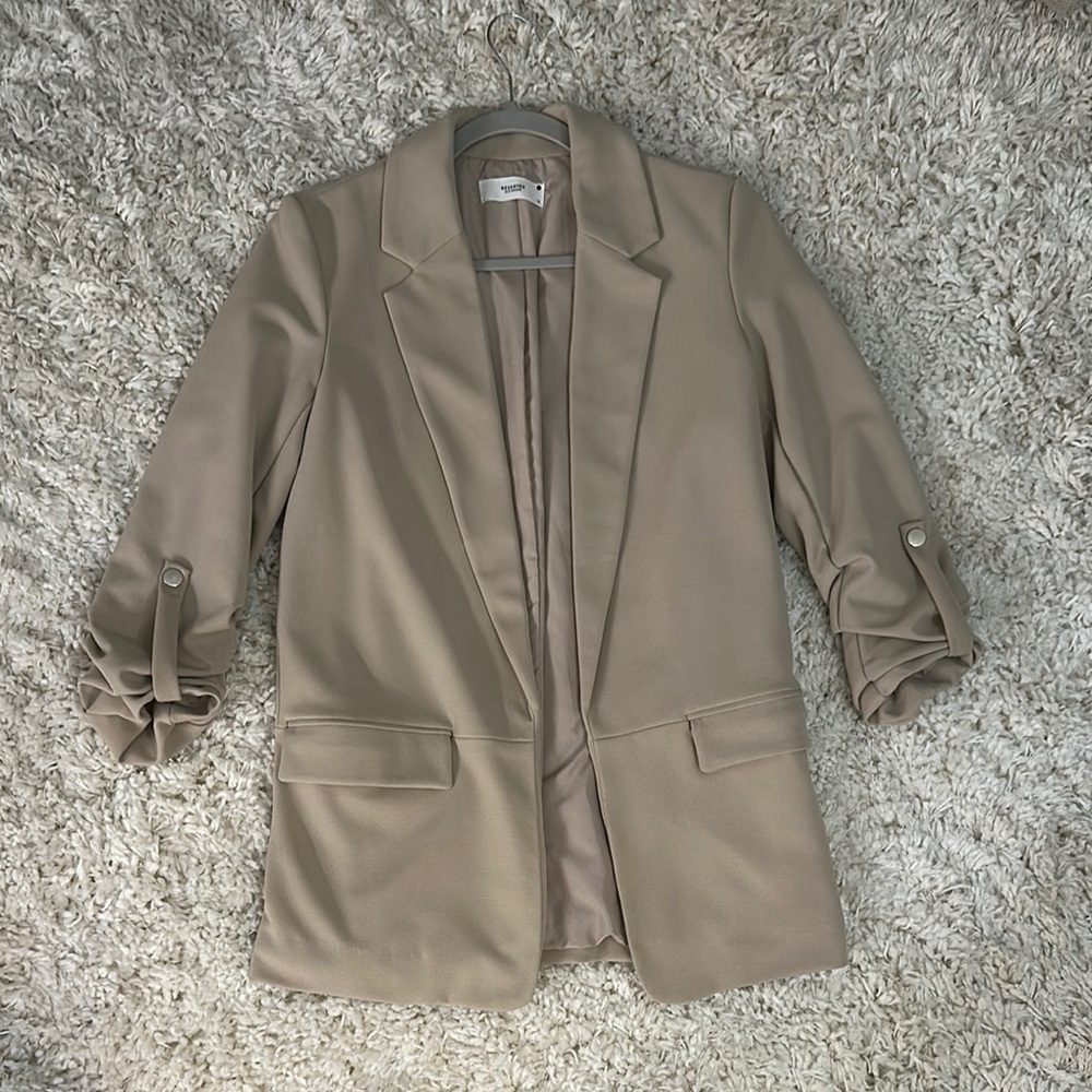Women’s Beige Blazer with Rolled Sleeves